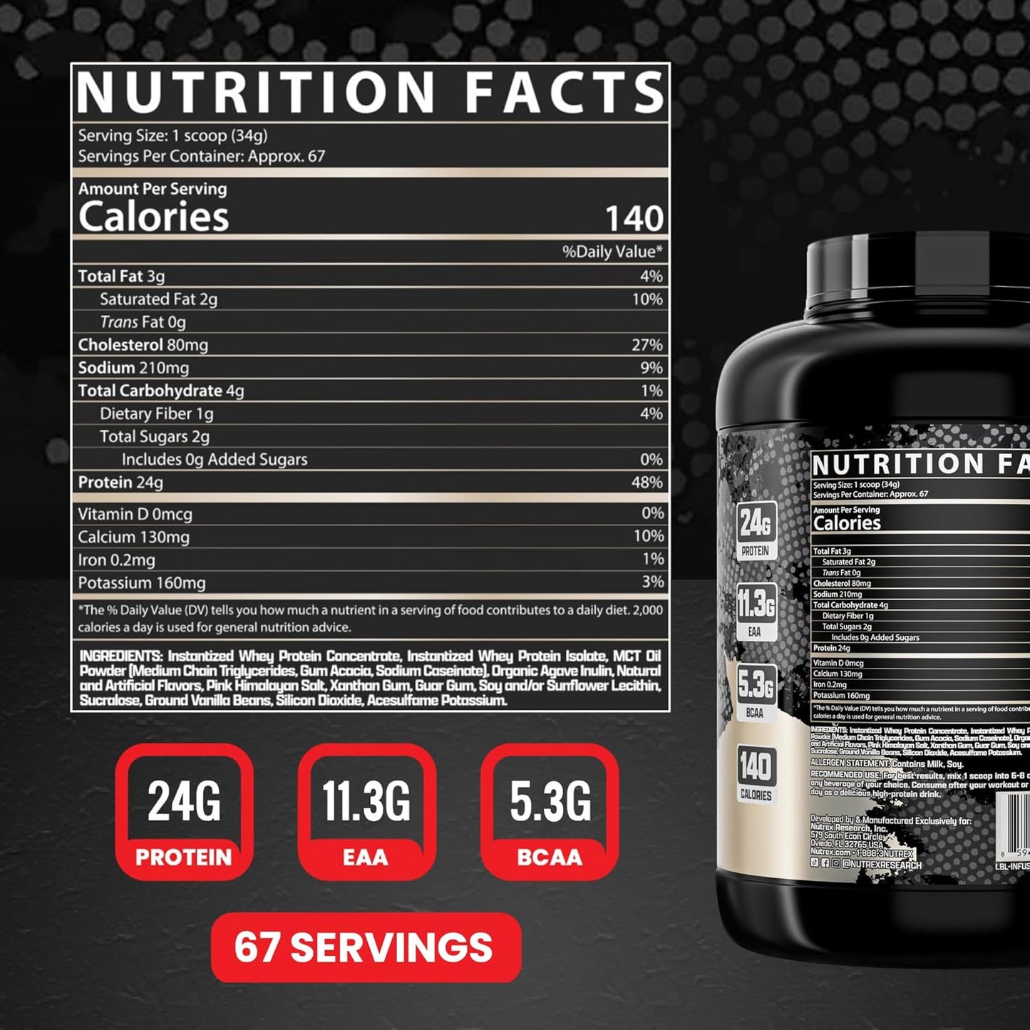 Vanilla HMB Whey Protein Powder by Nutrex Research | 1000 MG | Supports Muscle Recovery