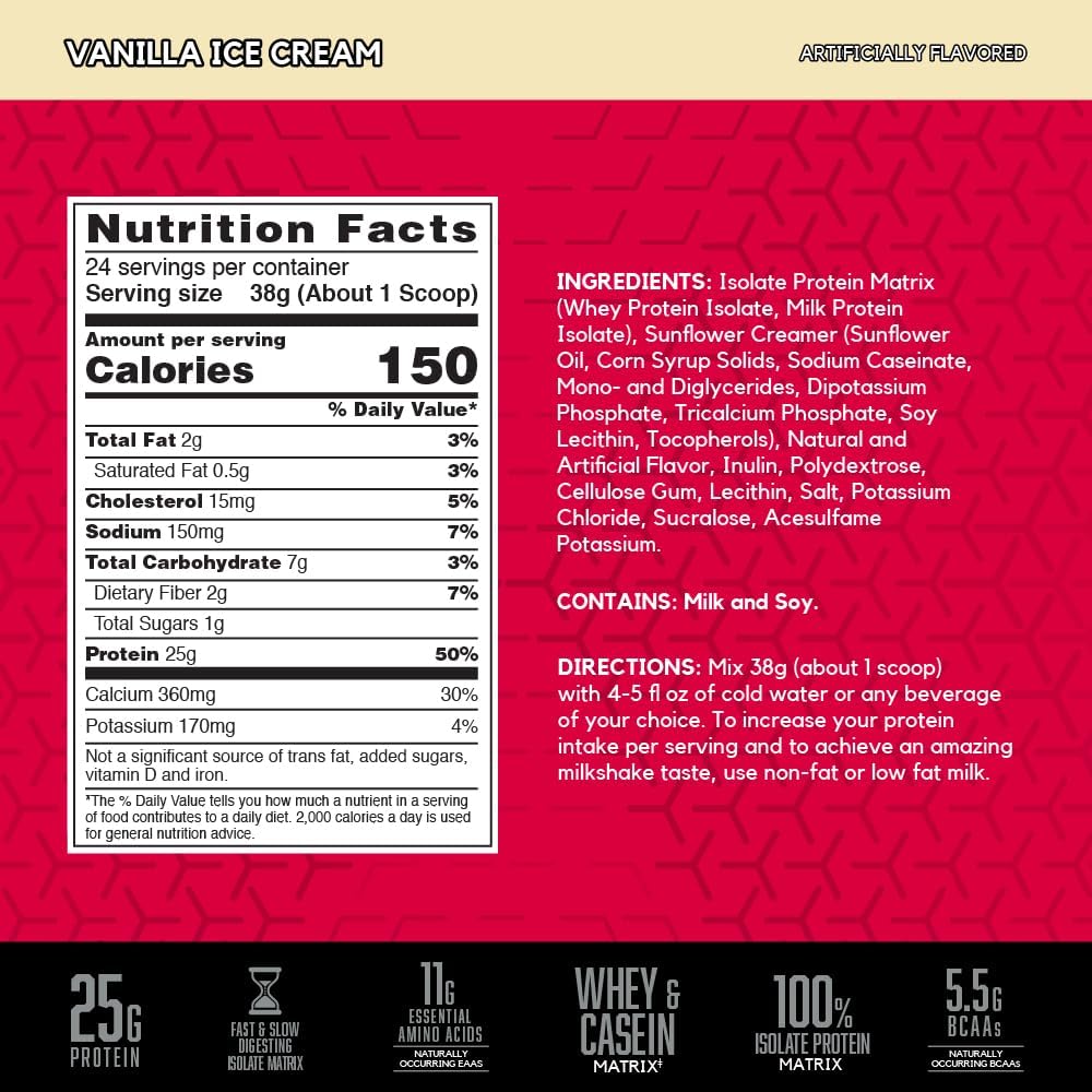 Vanilla Ice Cream BSN SYNTHA-6 Isolate Protein Powder with Whey & Milk Protein - 24 Servings
