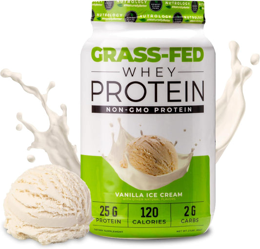 Vanilla Ice Cream Grass Fed Whey Protein Powder for Lean Muscle Recovery & Performance - 28 Servings - BoostGo Australia