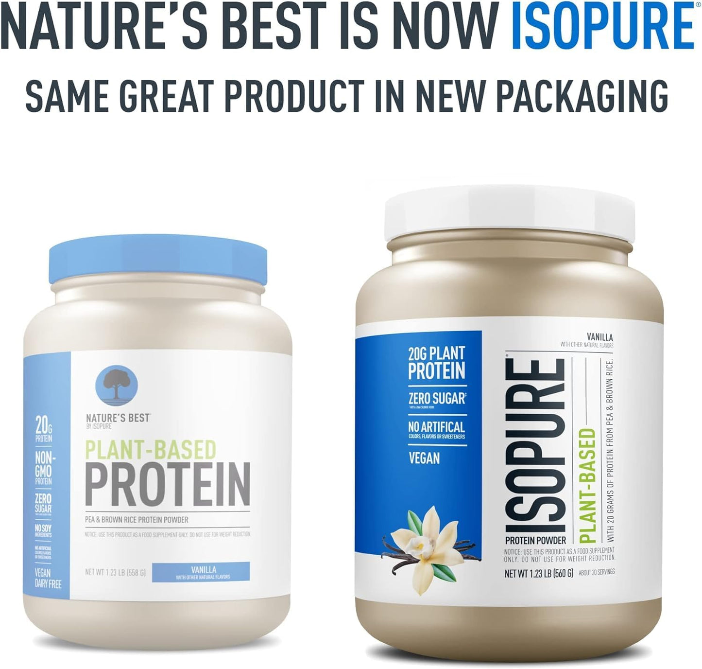 Vanilla Isopure Plant-Based Protein Powder - Lactose and Gluten-Free with Iron - 20g Plant Protein Per Serving - 1.23 Lbs - 20 Servings