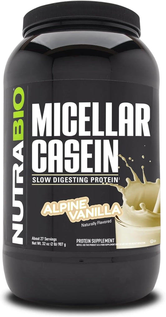 Vanilla Micellar Casein Protein Powder - 2 lbs - Slow Digesting - Muscle Growth - Essential Amino Acids - Non-GMO - Gluten & Soy Free