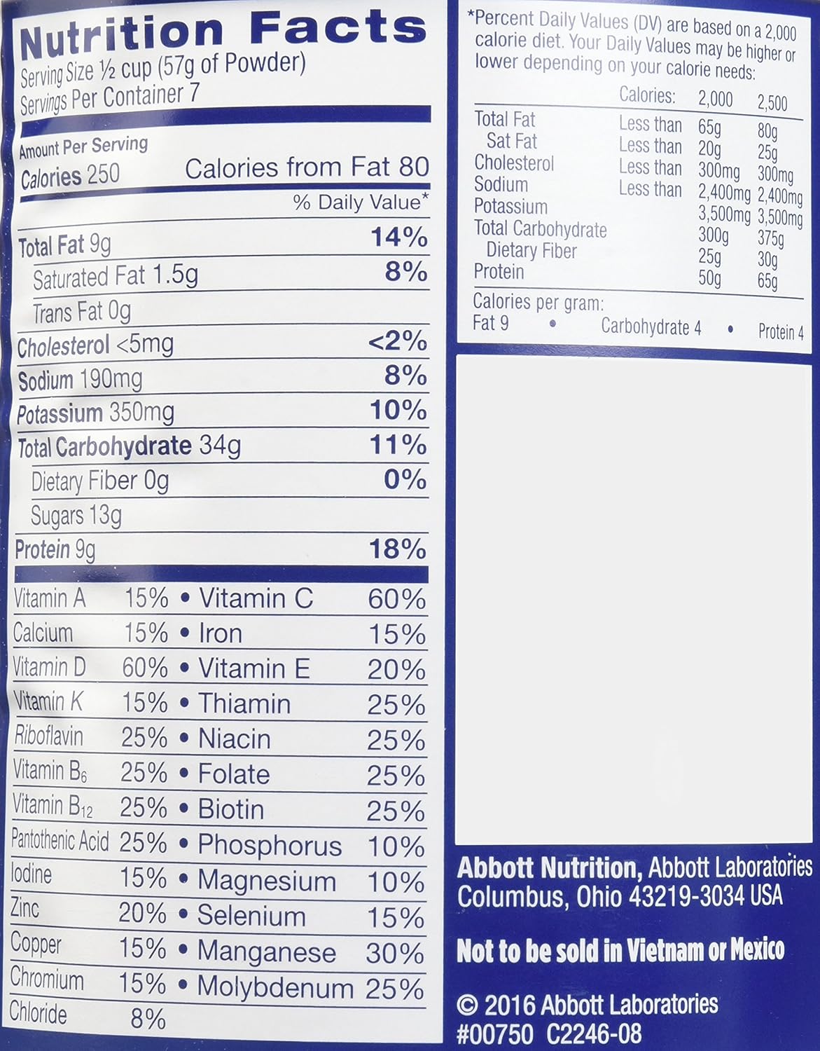 Vanilla Nutritional Powder with 8g Protein, 24 Vitamins & Minerals | Meal Replacement Shake Mix | Immune Support | 14.1 oz - 6 pack