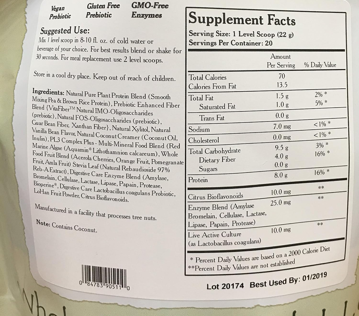 Vanilla Pea Protein Powder from Wholistic Botanicals - Made with Live Plant Ingredients