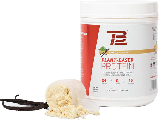 Vanilla Plant Based Protein Powder with Sustainably Sourced Pea Protein - Vegan, Low Carb, Non-GMO, Dairy-Free, Sugar-Free (18 Servings, 1.26lbs)