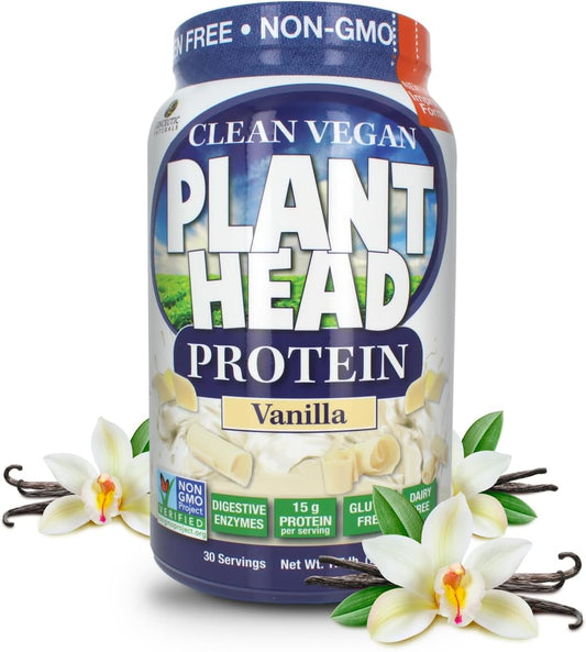 Vanilla Plant Head Protein Powder Supplement by Genceutic Naturals - 1.7 lbs - Vegan-Friendly Formula
