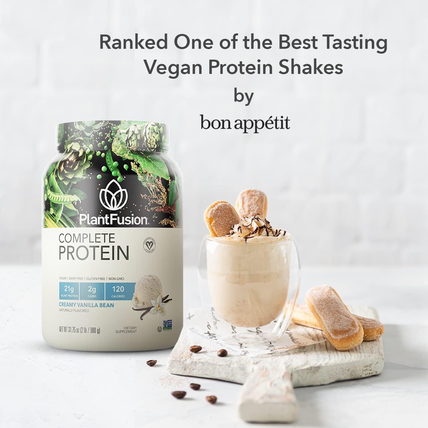 Vanilla PlantFusion Vegan Protein Powder Packets - Sample Pack of 4 with BCAAs and Pea Protein - Keto, Gluten Free, Non-Dairy, No Sugar - On-the-Go Plant Based Protein