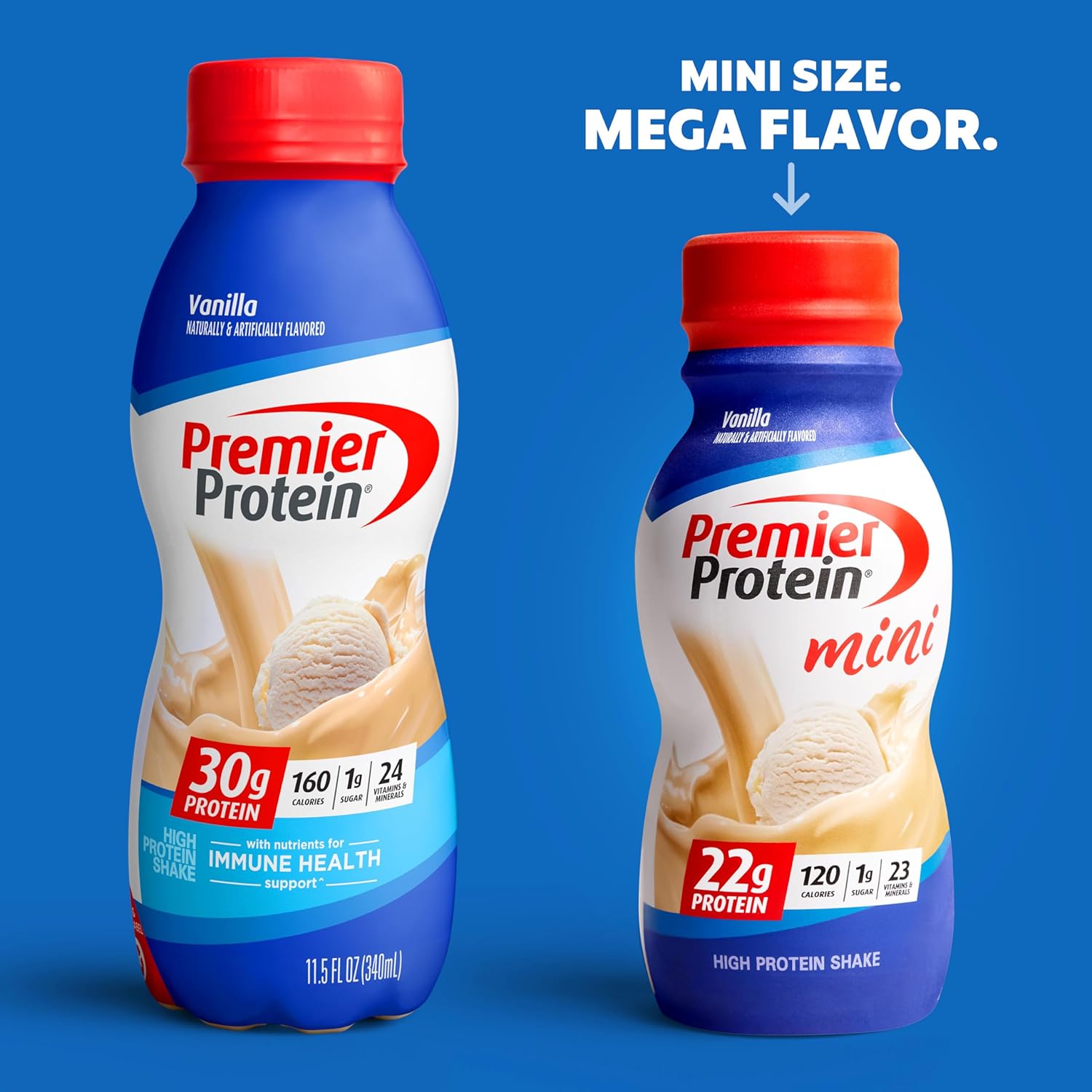 Vanilla Premier Protein Shake MINIs - 22g Protein, 120 Calories, 1g Sugar - Pack of 12, 8.75fl oz