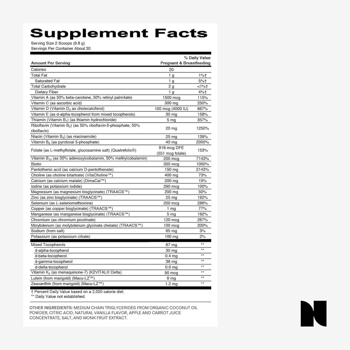 Vanilla Prenatal Multivitamin Powder & Vegan Omega-3 DHA+EPA Bundle for Pregnancy & Postpartum Nutrition