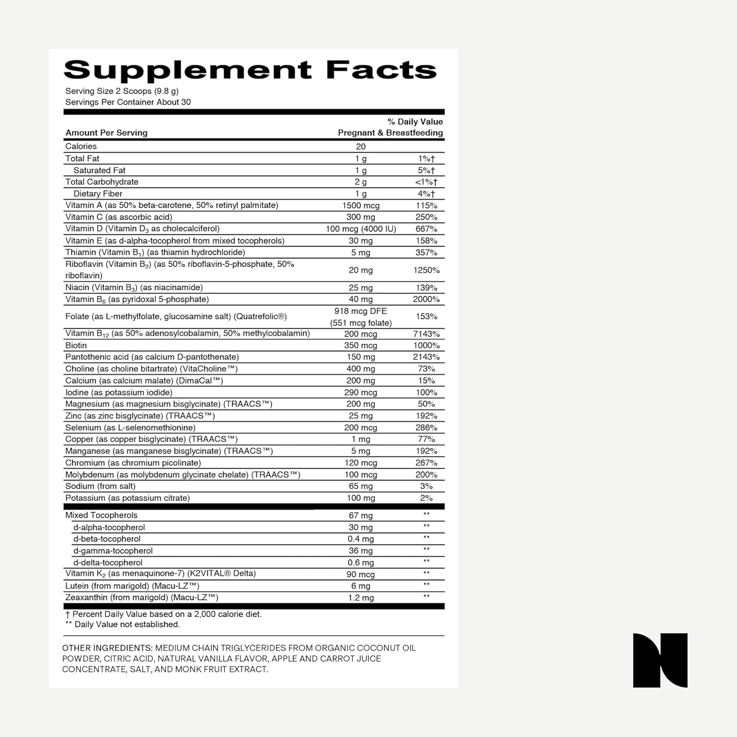 Vanilla Prenatal Multivitamin Powder & Vegan Omega-3 DHA+EPA Bundle for Pregnancy & Postpartum Nutrition