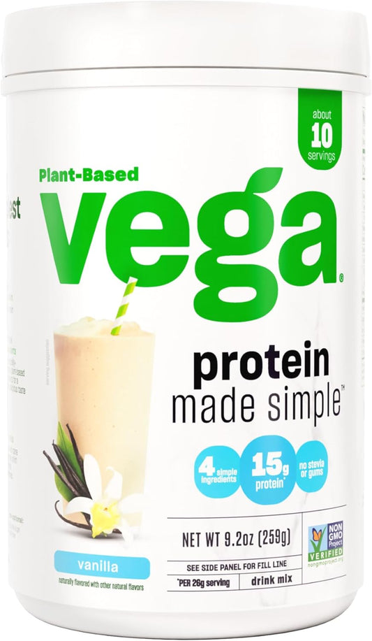 Vanilla Protein Powder - Plant Based, Vegan, Gluten Free, Stevia Free, Pea Protein for Women and Men - 9.2 oz