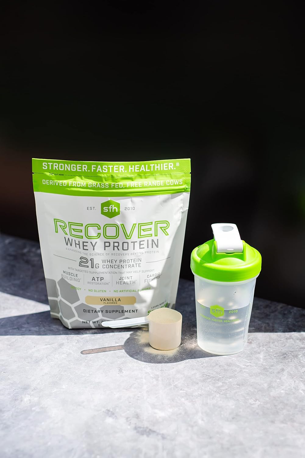 Vanilla SFH RECOVER Grass Fed Whey Protein Powder - Post Workout Supplement - 20 Servings