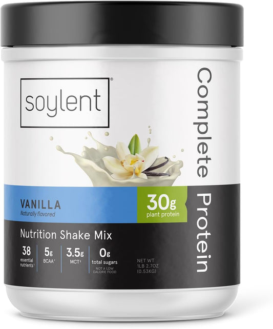 Vanilla Soylent Protein Powder with 30g Protein for Muscle Growth & Recovery - Vegan, Gluten Free Shake Mix with BCAAs, DHA, MCT, 28 Vitamins & Minerals - 1.25lb