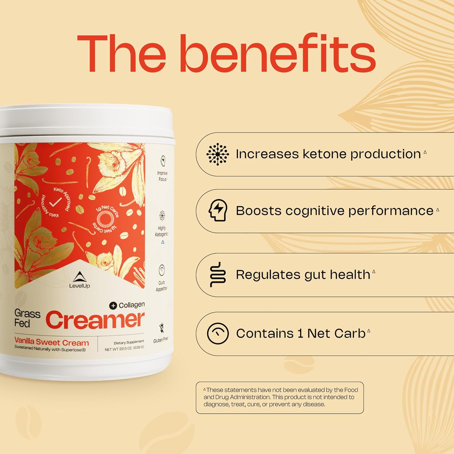 Vanilla Sweet Cream Keto Coffee Creamer with MCT Oil & Collagen Peptides for Energy & Ketone Production - 11 oz
