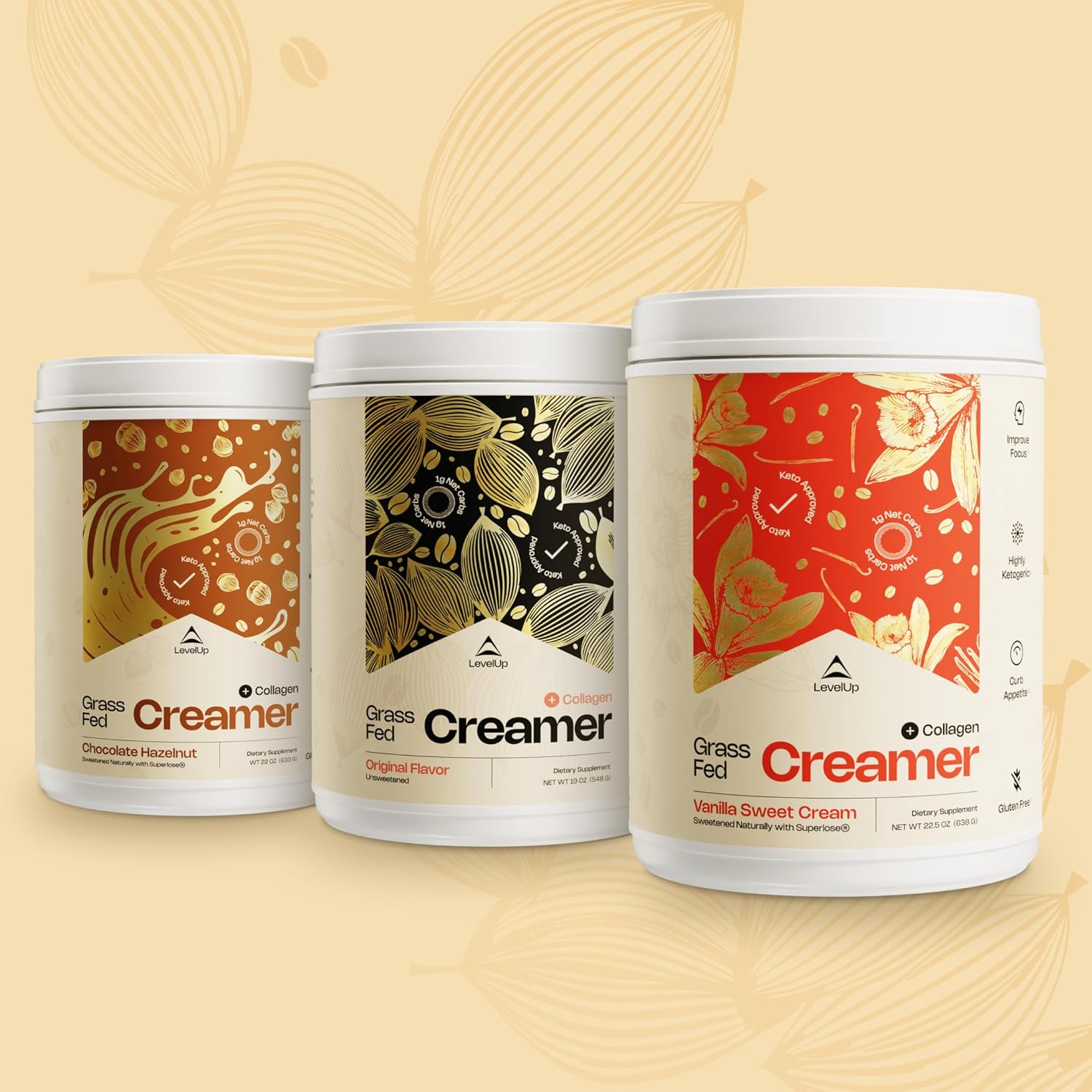 Vanilla Sweet Cream Keto Coffee Creamer with MCT Oil & Collagen Peptides for Energy & Ketone Production - 11 oz