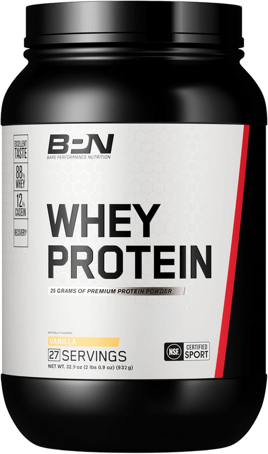 Vanilla Whey + Casein Protein Powder Blend - 25g Protein per Serving - Lean Muscle Recovery - 27 Servings - Third Party Tested
