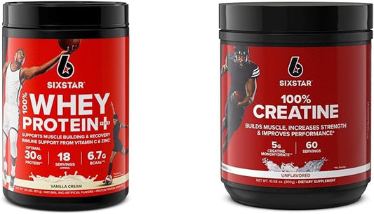 Vanilla Whey Protein Isolate & Creatine Monohydrate Bundle - 1.8 lbs Protein Powder & 60 Servings Creatine