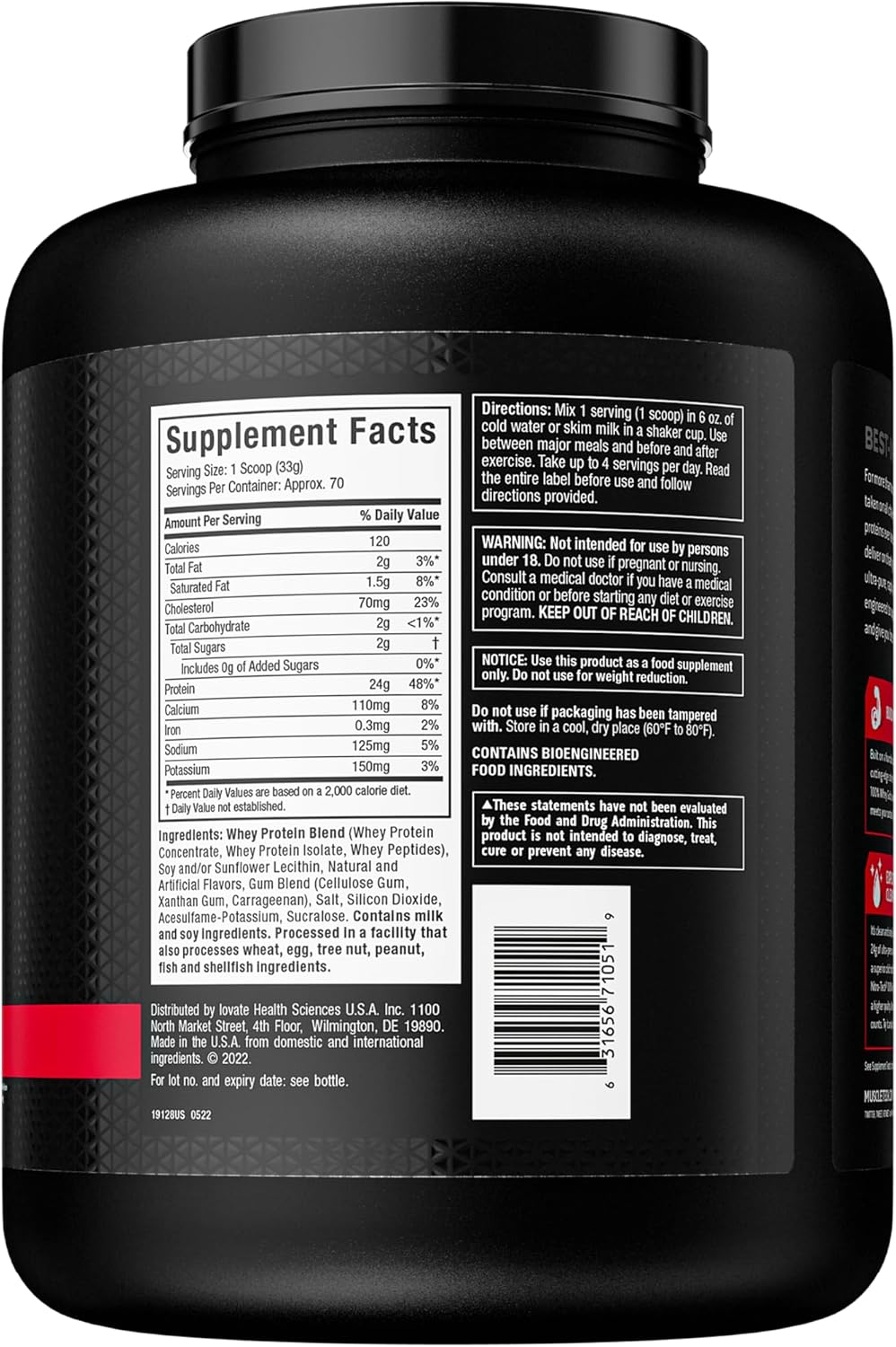 Vanilla Whey Protein Isolate Smoothie Mix for Women & Men, Muscle-Building Nitro-Tech Whey Gold Protein Powder - 5 lbs (69 Servings)
