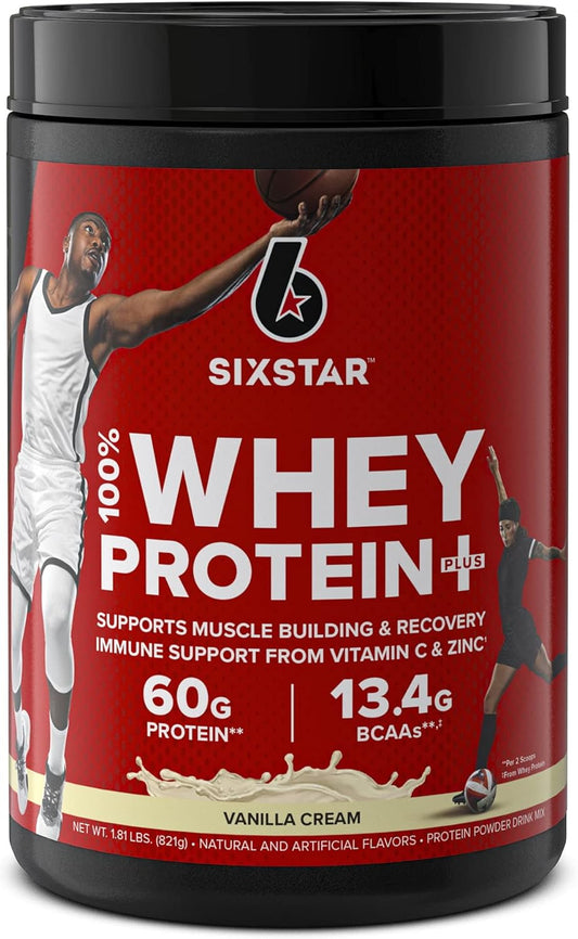 Vanilla Whey Protein Powder for Lean Muscle Gain | Six Star Whey Protein Plus with Isolate & Peptides | Muscle Builder for Men & Women | 2 lbs Package - BoostGo Australia
