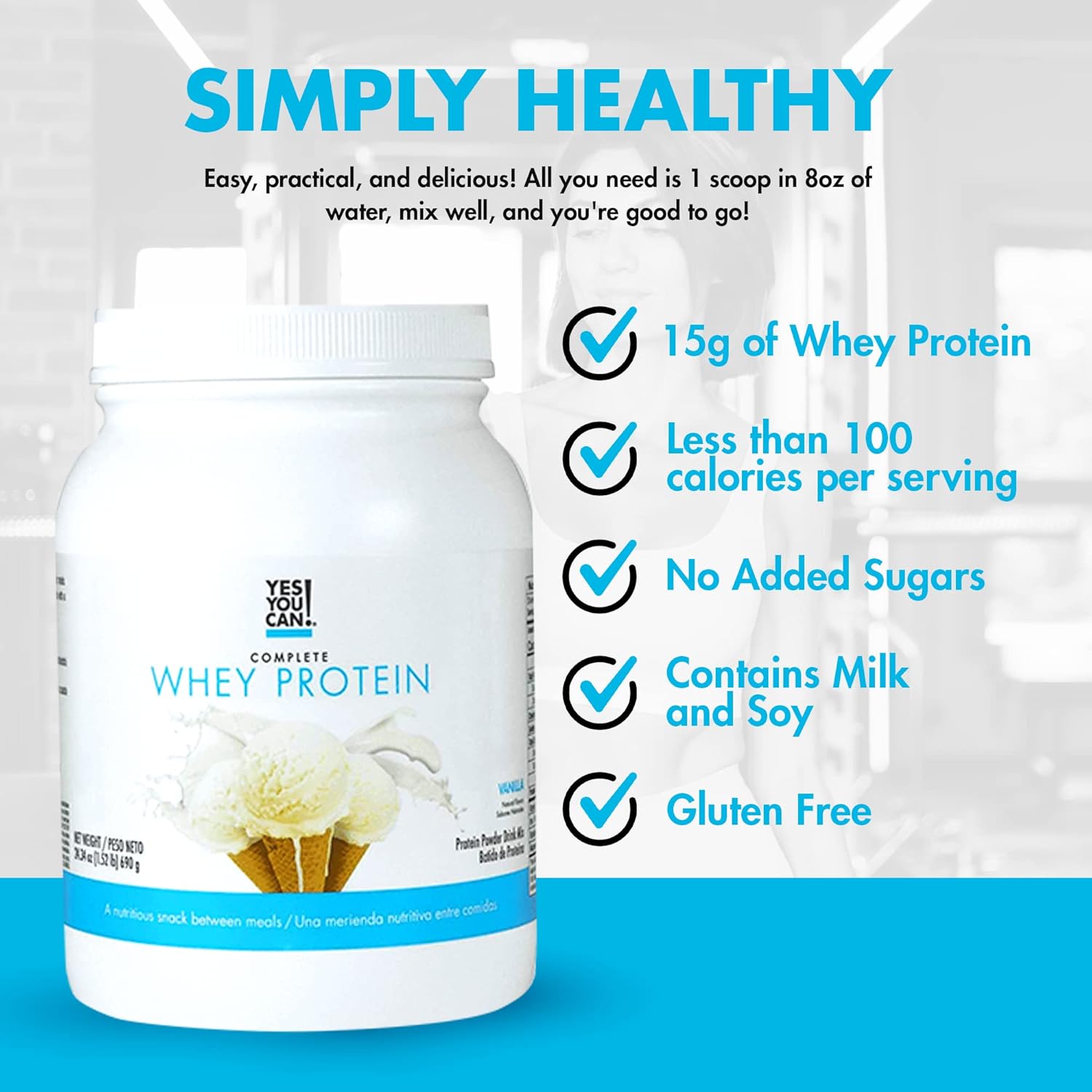 Vanilla Whey Protein Powder: High Protein Snack with Iron and Vitamin D, Gluten-Free Protein Shake Powder (20g Protein)