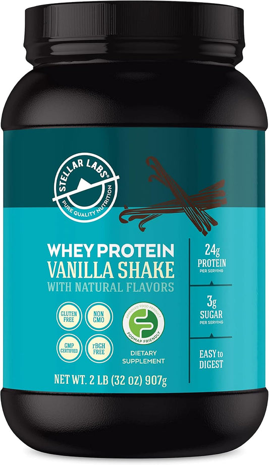 Vanilla Whey Protein Powder with BCAA's & Whey Isolate - Low FODMAP, Non GMO, Gluten Free, Soy Free, Keto - Natural Lean Post Workout Shakes