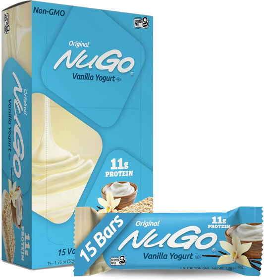 Vanilla Yogurt NuGo Protein Bars - 11g Protein, 170 Calories, Gluten Free - 15 Bars, 1.76 oz each
