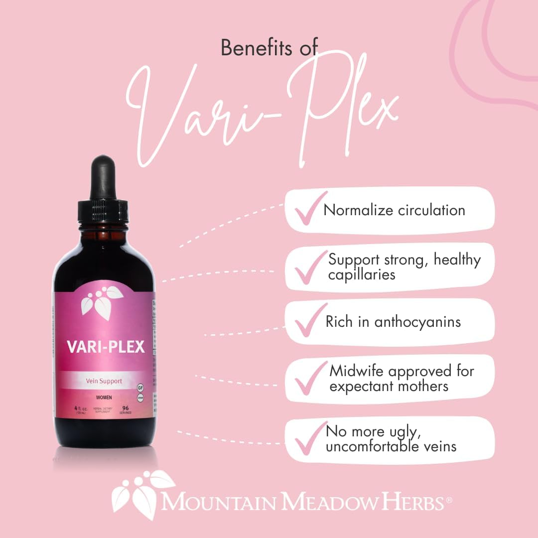 Vari-Plex Vein Vitality Liquid Extract for Women - Boost Circulation and Capillary Health - Mountain Meadow Herbs - 4oz.