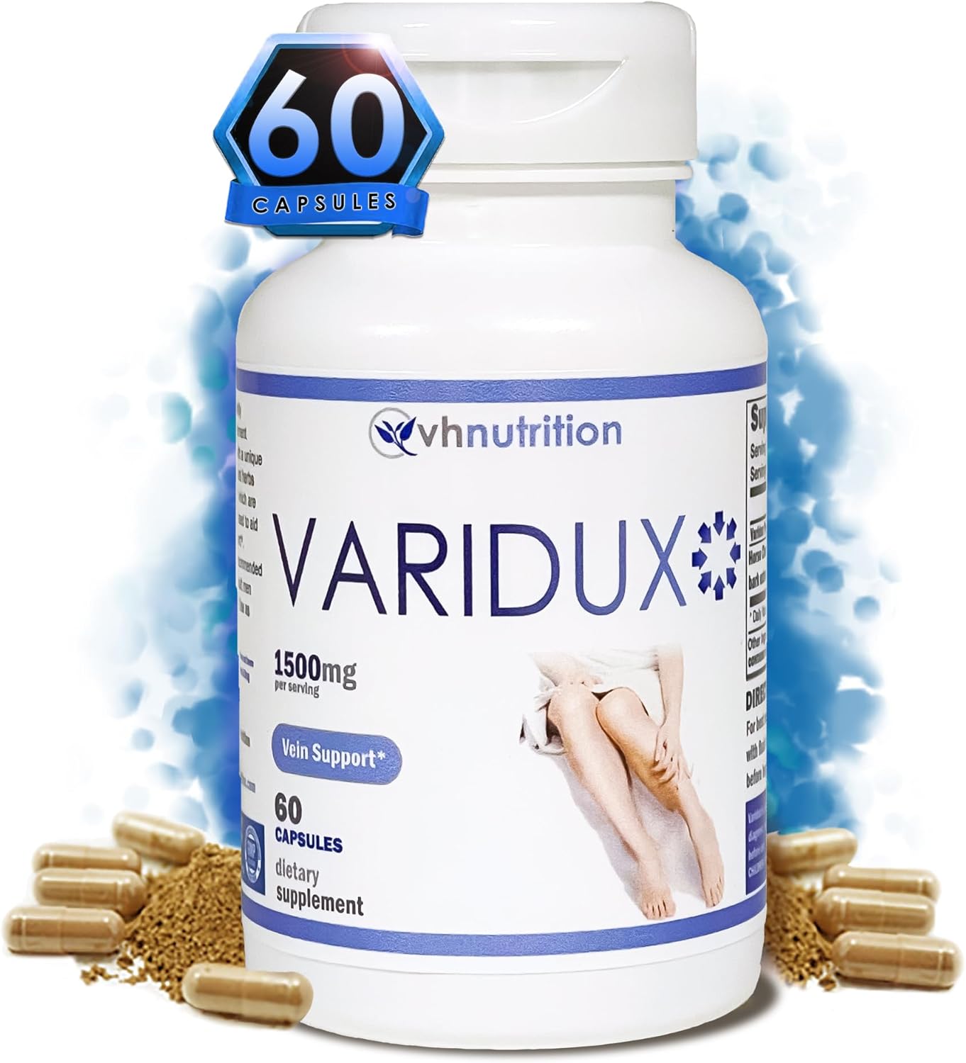 VARIDUX Vein Support Supplements | Grape Seed Extract, Pine Bark, Butchers Broom | Promotes Circulation | 60 Capsules
