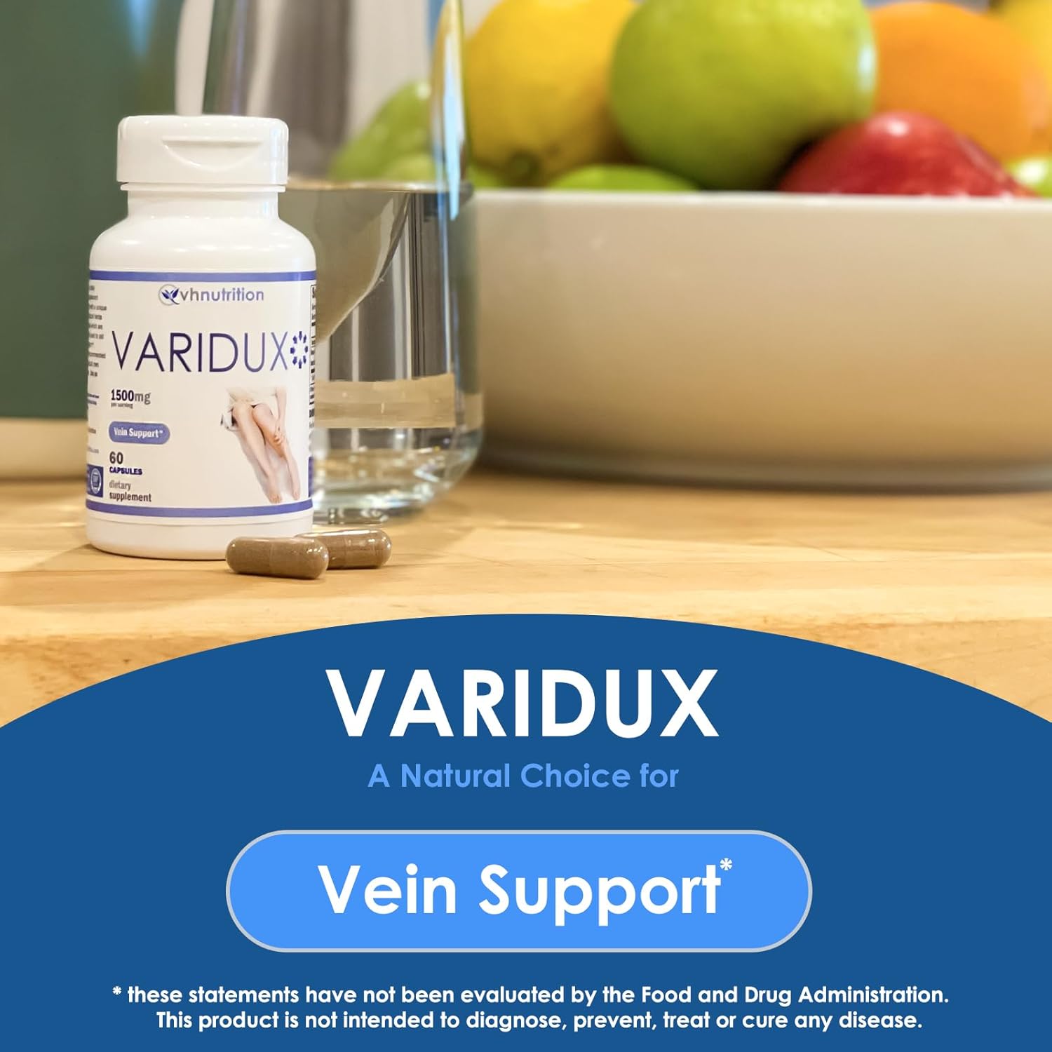 VARIDUX Vein Support Supplements | Grape Seed Extract, Pine Bark, Butchers Broom | Promotes Circulation | 60 Capsules