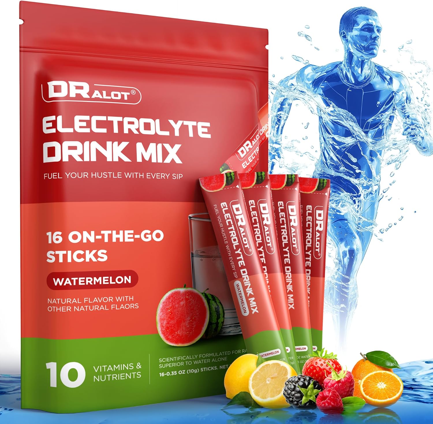 Variety Pack Dralot Electrolytes Powder Packets - Sugar Free, Keto Friendly, Vegan, Non-GMO - 16 Sticks for Rapid Hydration & Recovery