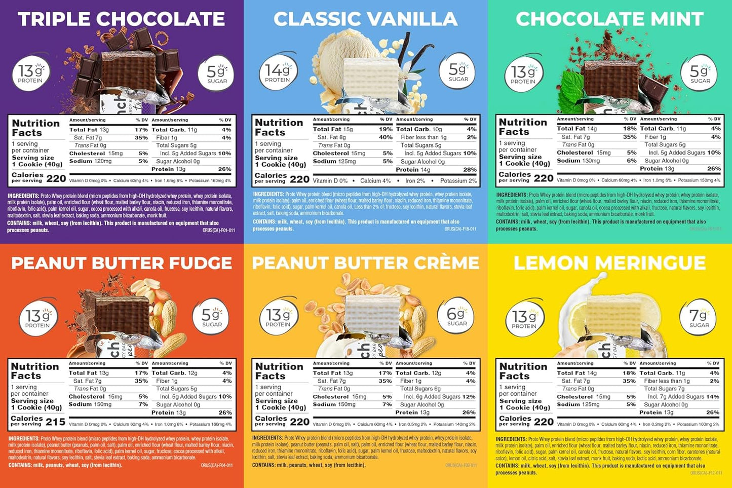 Variety Pack of 30 Power Crunch Protein Wafer Bars - 6 Flavors, 1.4 Ounce Bars, High Protein Snacks with Delicious Taste