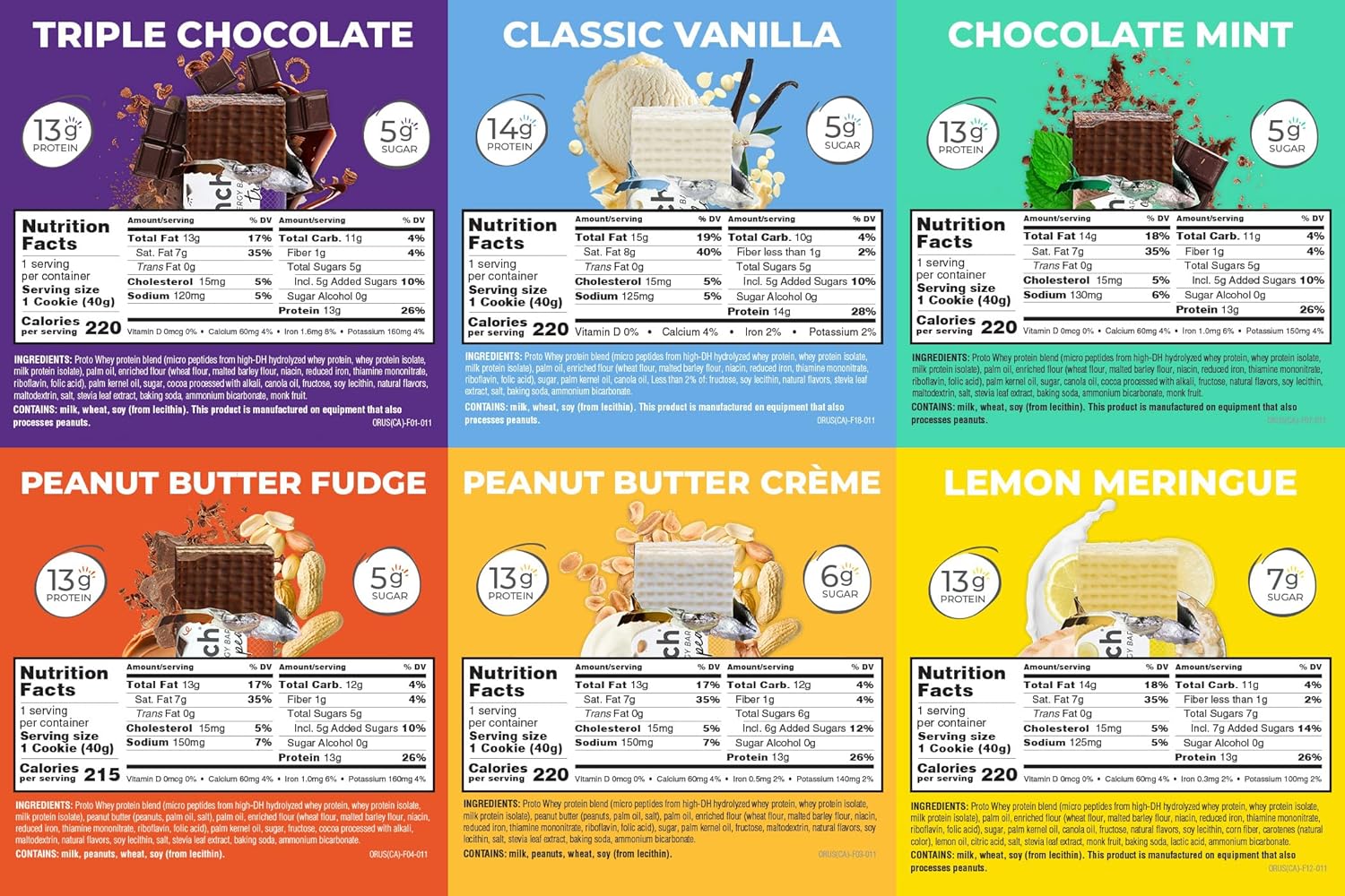 Variety Pack of 30 Power Crunch Protein Wafer Bars - 6 Flavors, 1.4 Ounce Bars, High Protein Snacks with Delicious Taste