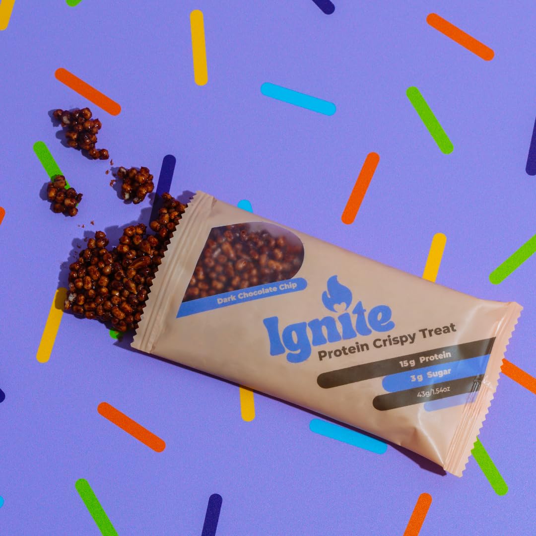 Variety Pack of Individually Wrapped High Protein Bars - Healthy Snacks for Adults & Kids, Low Sugar, Gluten Free, Paleo - Ignite Bars Boost Energy & Fiber, Crunchy Treats