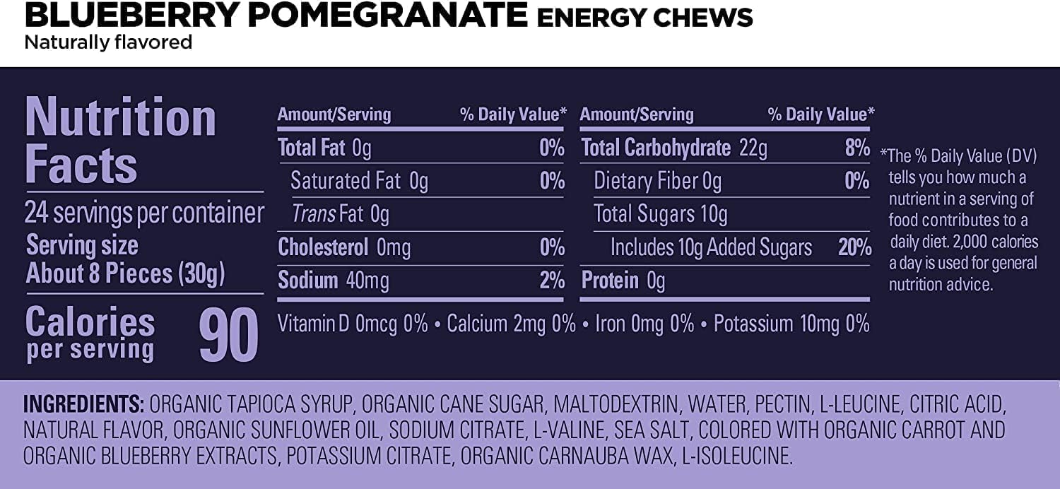 Variety Pack of Vegan Energy Chews with Electrolytes - Gluten-Free and Dairy-Free Energy Gummies for Workouts - 12 Bags (24 Servings)