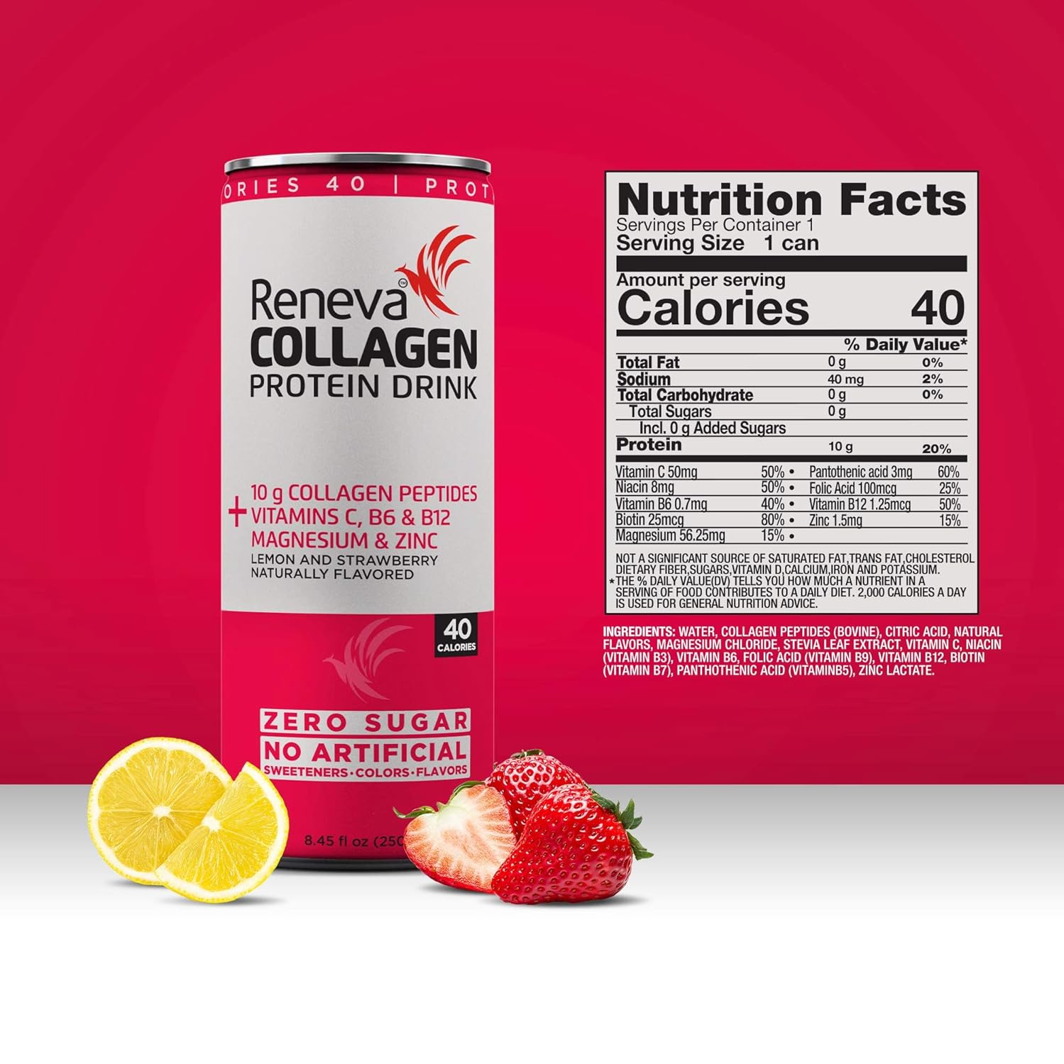 Variety Pack Reneva Collagen Protein Drink with 10g Collagen Peptides, Electrolytes, B-Vitamins, Zinc, and Zero Sugar