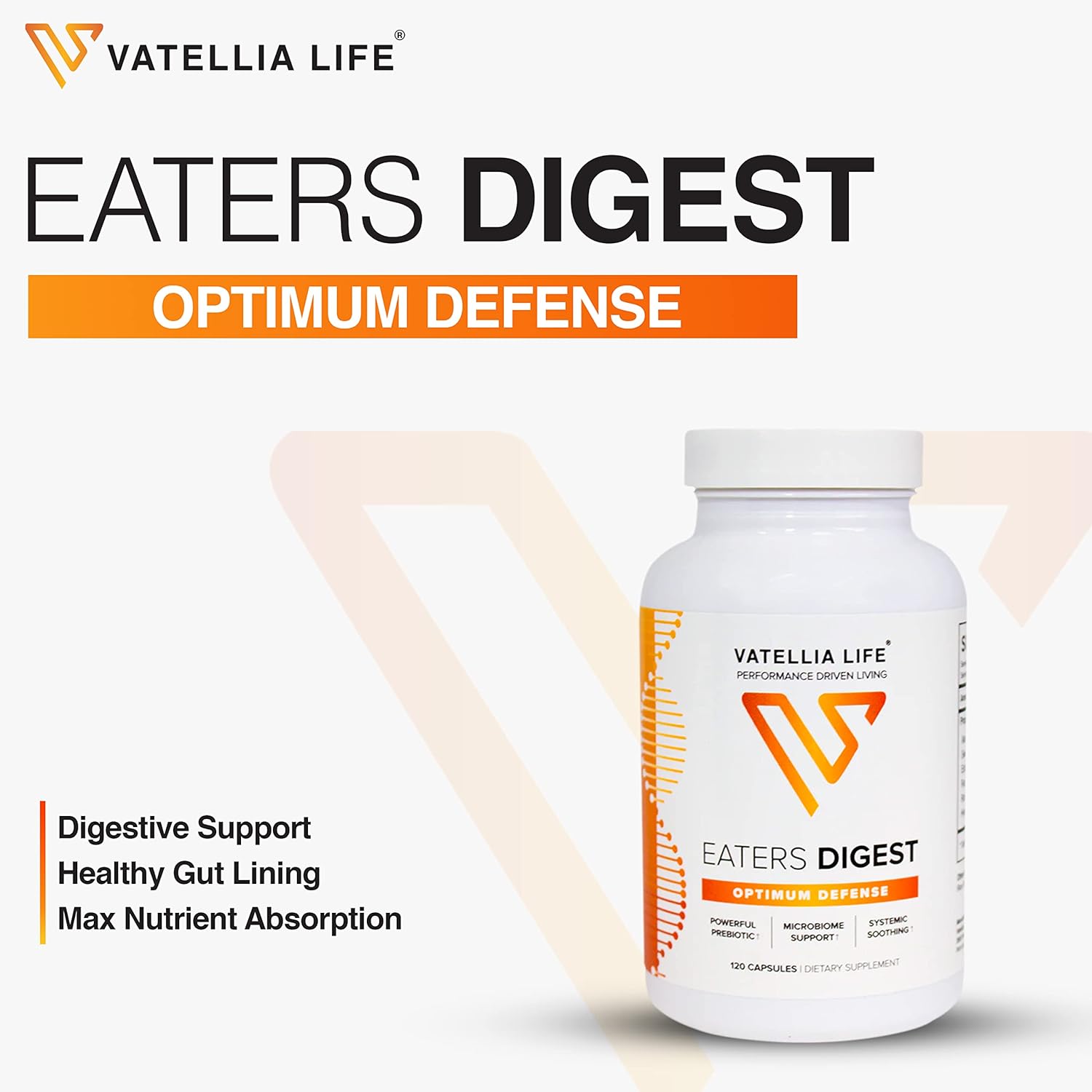 Vatellia Life Digestive Support Capsules - Prebiotic & Probiotic Blend for Gut Health - 120 Capsules for 60 Days