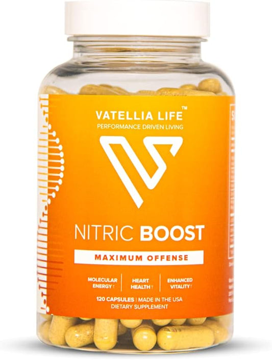 Vatellia Life Nitric Boost: Natural Nitric Oxide Supplement for Men - High Absorption Formula - Boost Blood Flow - 2 Month Supply