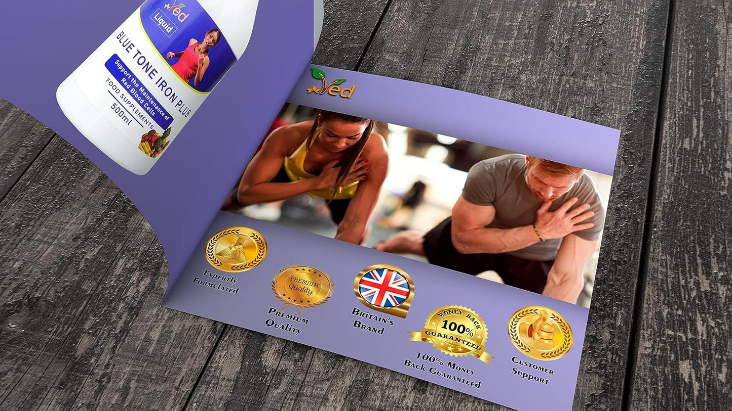 Ved Liquid Iron Supplement with Vitamin C, Mix Fruit Flavor, High Absorption for Energy & Immunity, Gentle on Stomach - 25 Day Supply for Men & Women