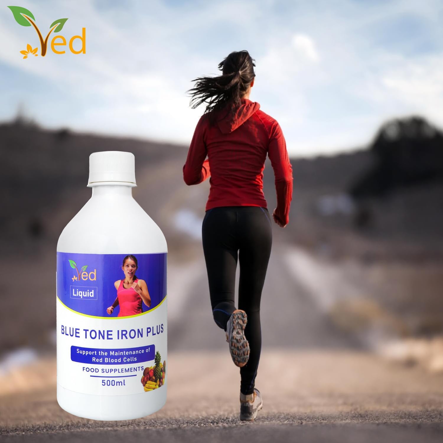 Ved Liquid Iron Supplement with Vitamin C, Mix Fruit Flavor, High Absorption for Energy & Immunity, Gentle on Stomach - 25 Day Supply for Men & Women