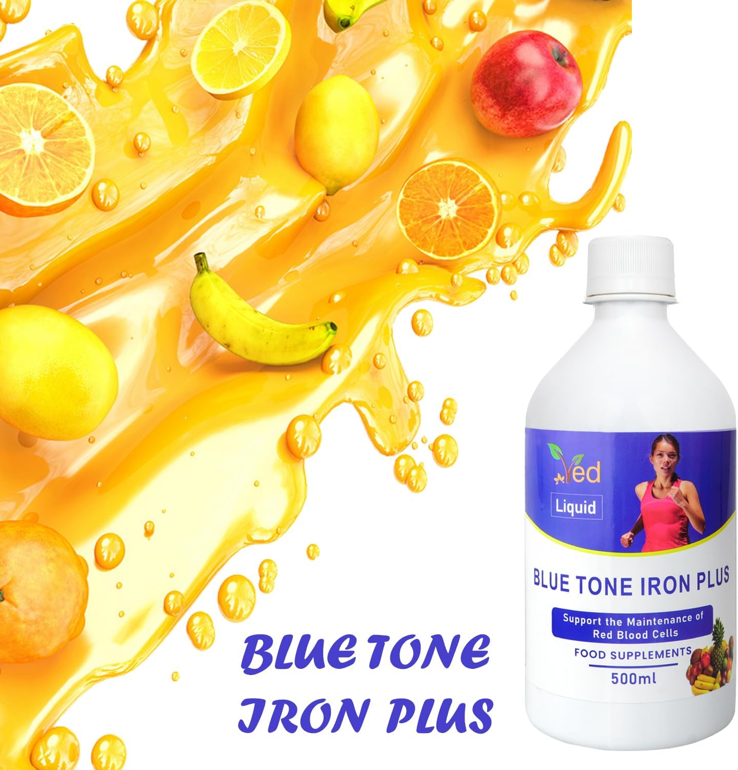 Ved Liquid Iron Supplement with Vitamin C, Mix Fruit Flavor, High Absorption for Energy & Immunity, Gentle on Stomach - 25 Day Supply for Men & Women