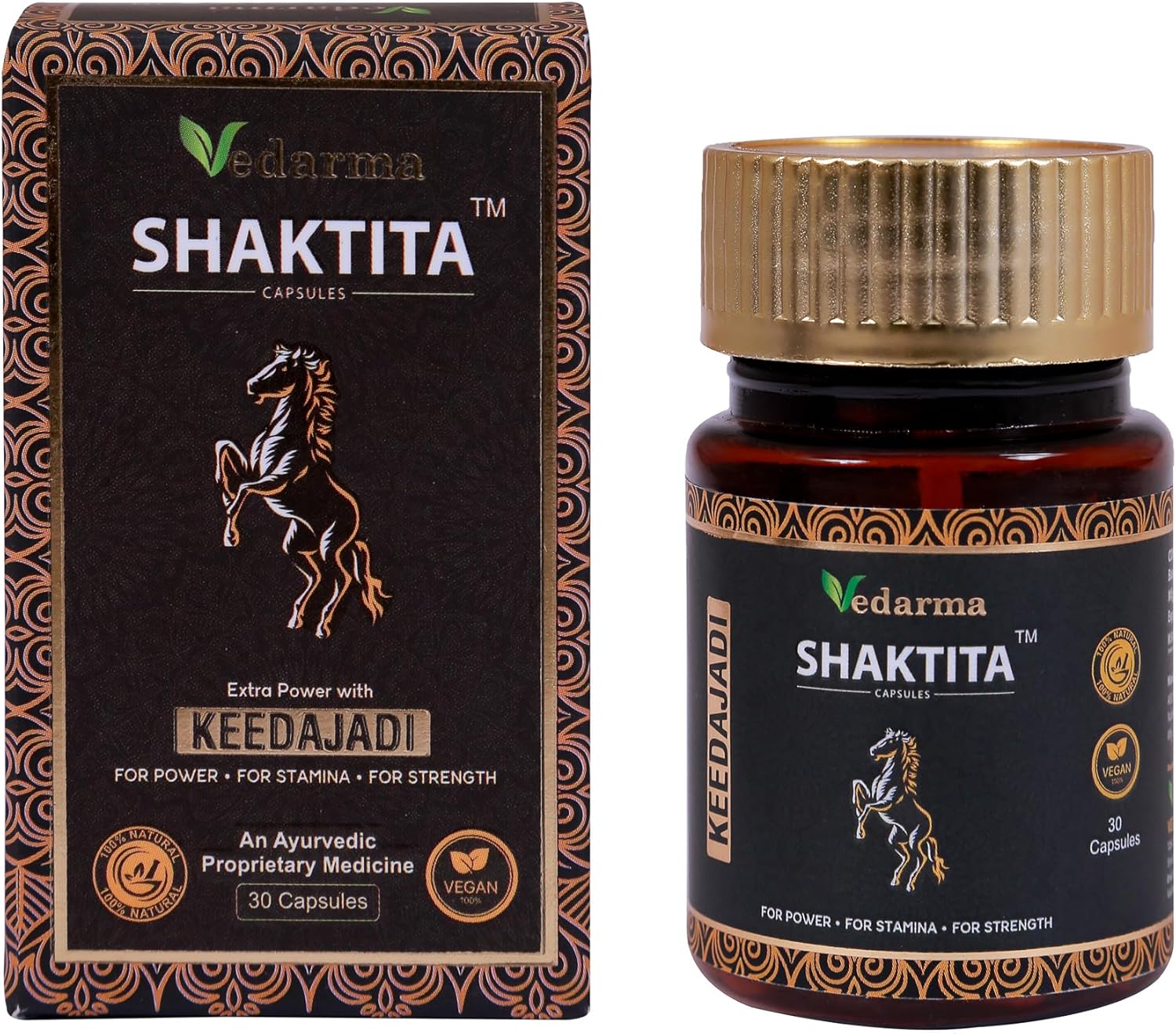 VEDARMA Shaktita Capsules with Keedajadi Infusion - Natural Energy and Vitality Support for Active Lifestyles (30 Capsules)