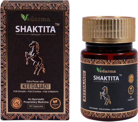 VEDARMA Shaktita Capsules with Keedajadi Infusion - Natural Energy and Vitality Support for Active Lifestyles (30 Capsules)
