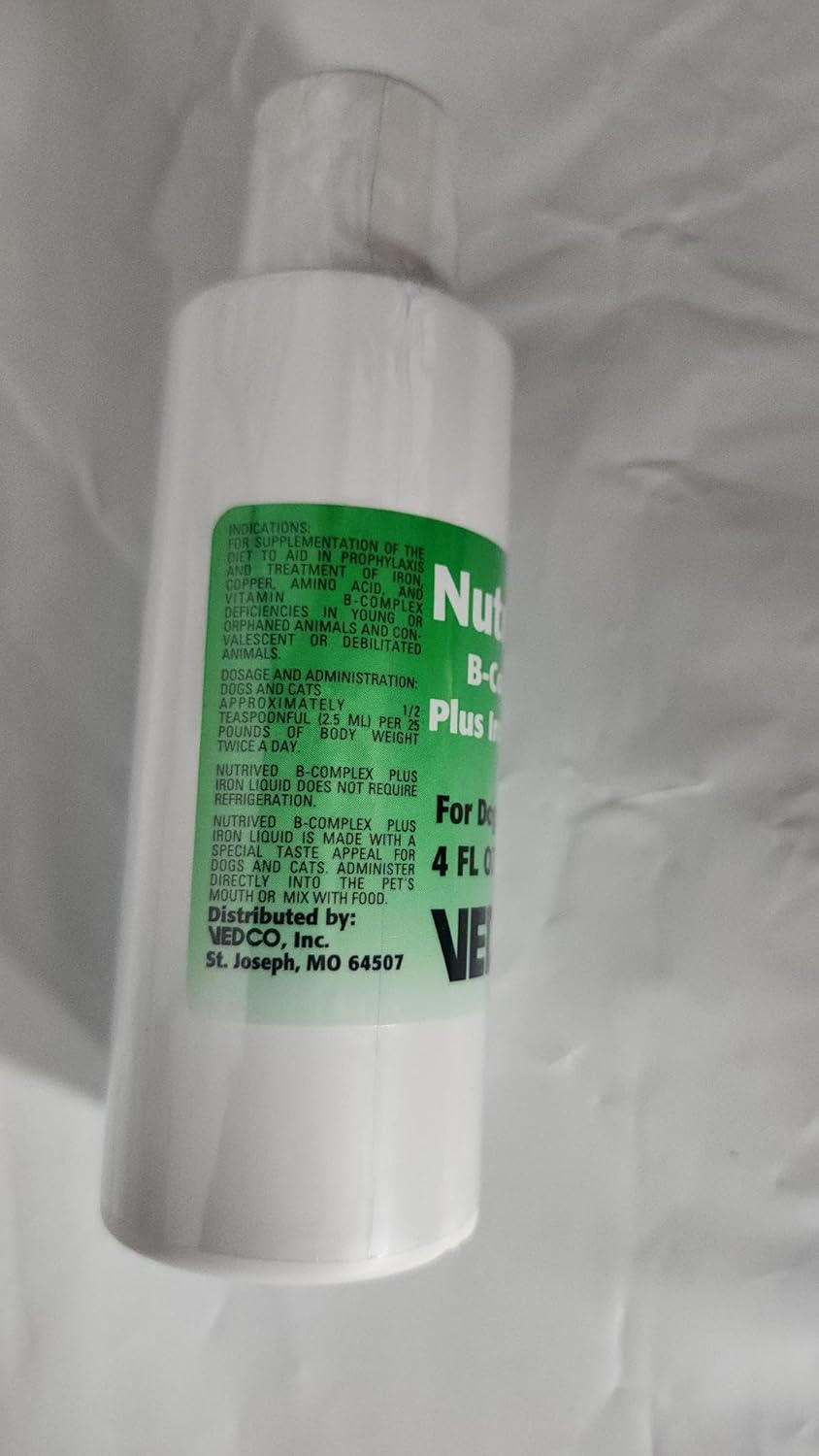 Vedco Nutrived B-Complex with Iron Liquid Supplement - 4 oz. Bottle