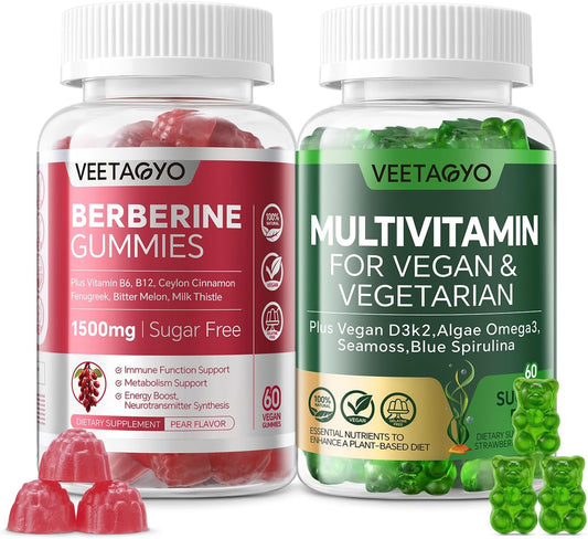 VEETAGYO Berberine Supplement 1500mg with Sugar-Free Formula, Enhanced with Vitamin D3 and K2 for Multivitamin Support