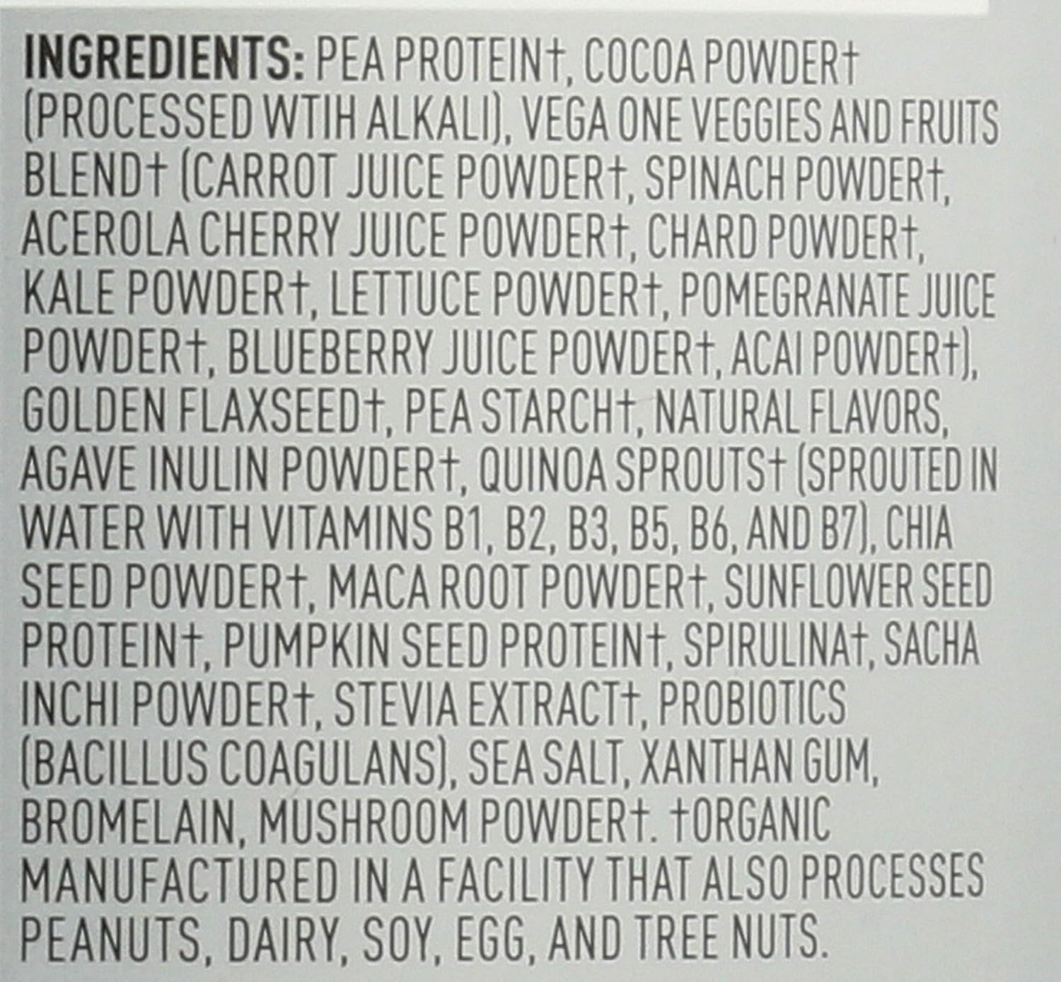 Vega Chocolate Organic All-in-One Vegan Protein Powder - Immunity Boosting Vitamins, Superfood Ingredients, Keto Friendly, 13.2 oz
