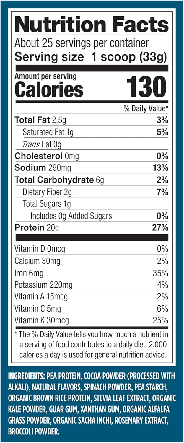 Vega Chocolate Protein & Greens Powder - 28.7 Ounce Jar
