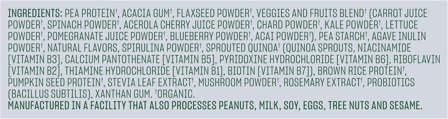 Vega French Vanilla Organic All-in-One Vegan Protein Powder with Superfoods & Vitamins, 3.1 lbs - Keto Friendly, Pea Protein for Women & Men