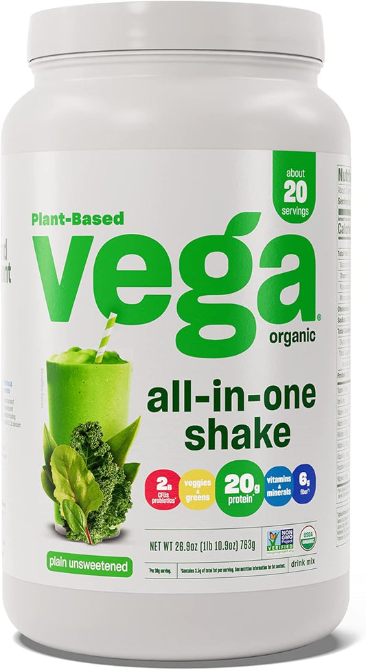Vega Organic All-in-One Shake 26.9 OZ - Plant-Based Protein Powder