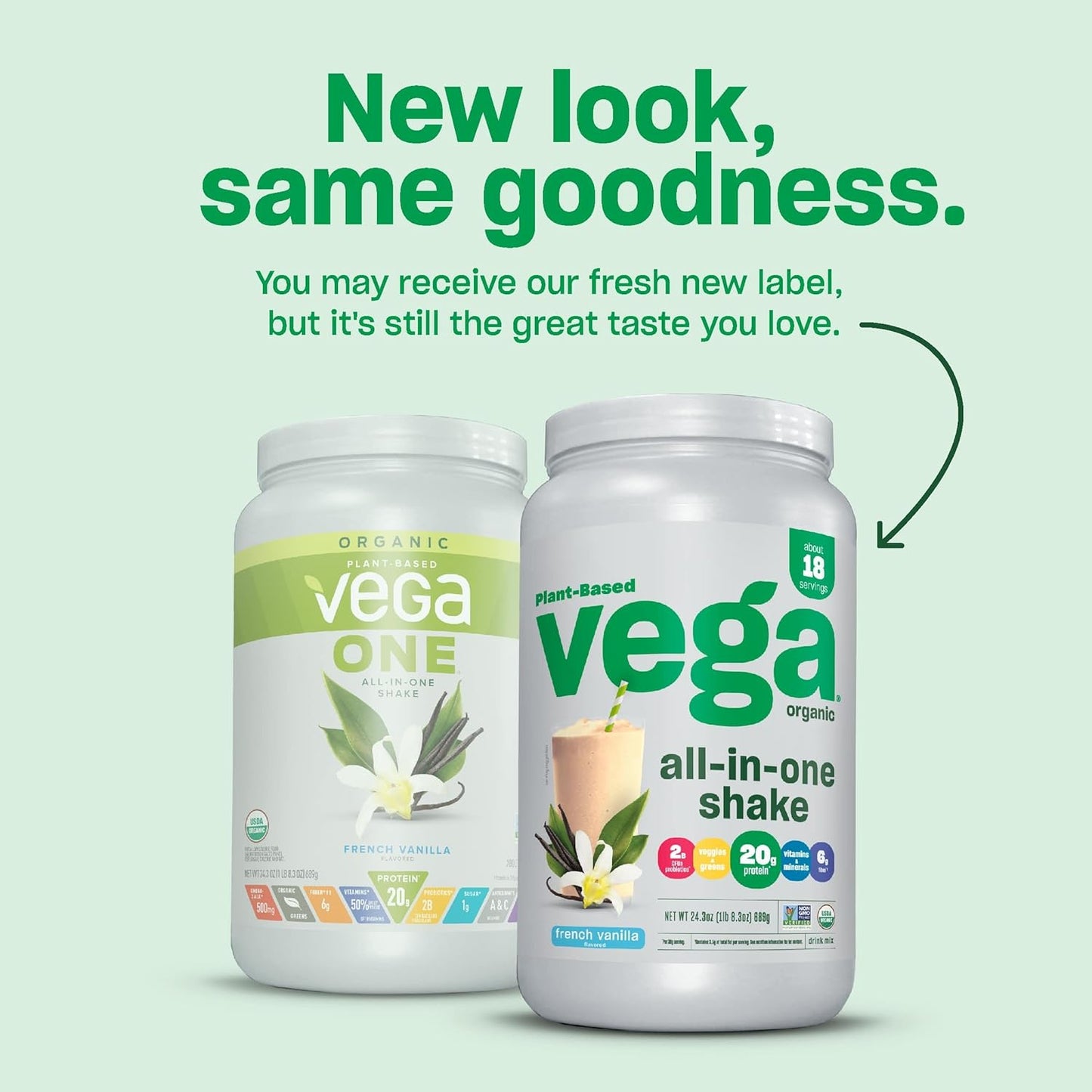 Vega Organic All-in-One Shake 26.9 OZ - Plant-Based Protein Powder