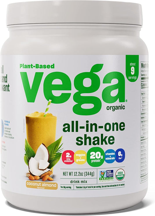 Vega Organic Coconut Almond Protein Powder - Superfood Ingredients, Immunity Support, Keto Friendly, Pea Protein - 12.1 oz