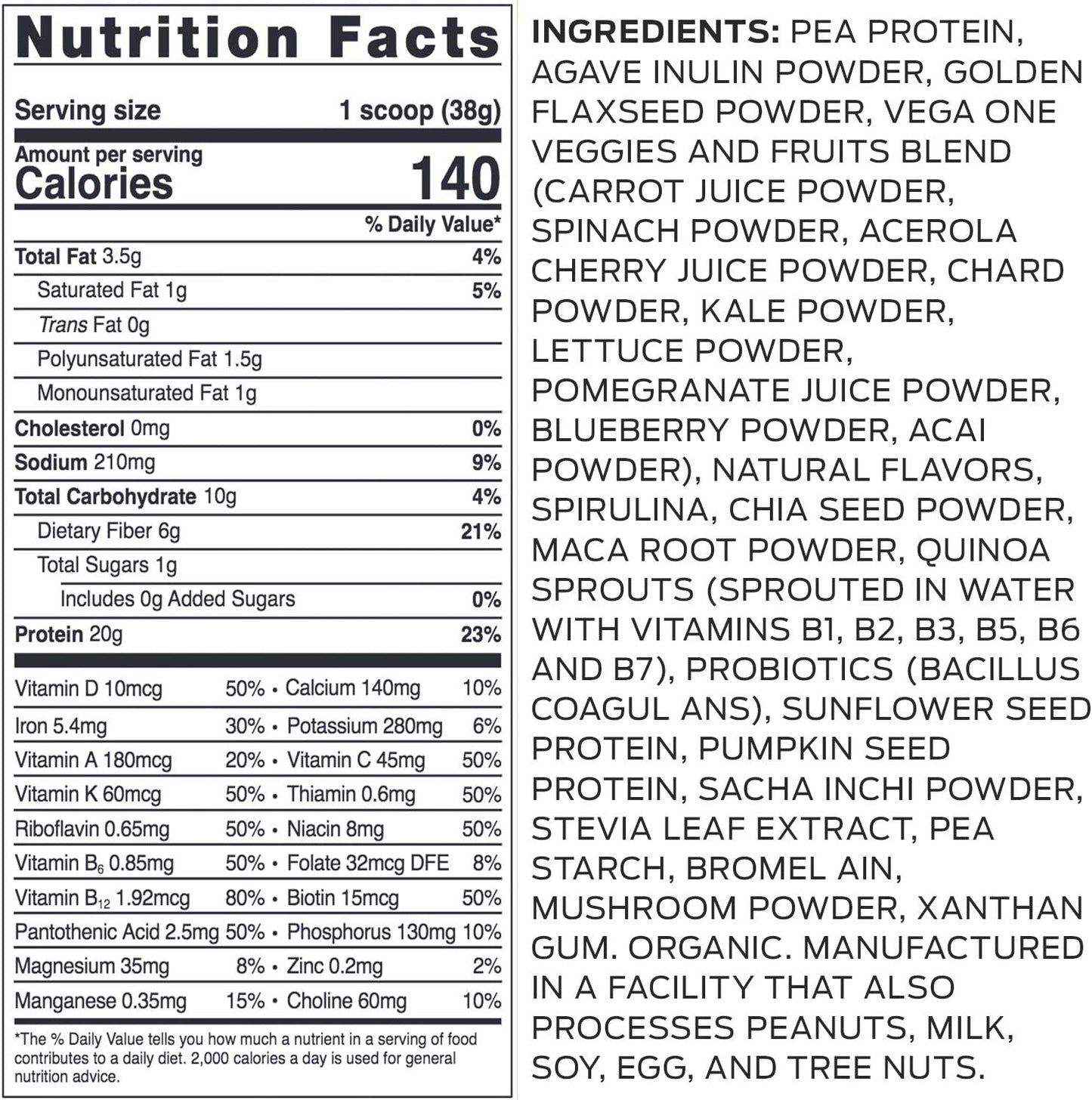 Vega Organic French Vanilla Vegan Protein Powder with Superfood Ingredients and Vitamins - Immunity Support, Keto Friendly, Pea Protein for Women & Men, 12.2 oz